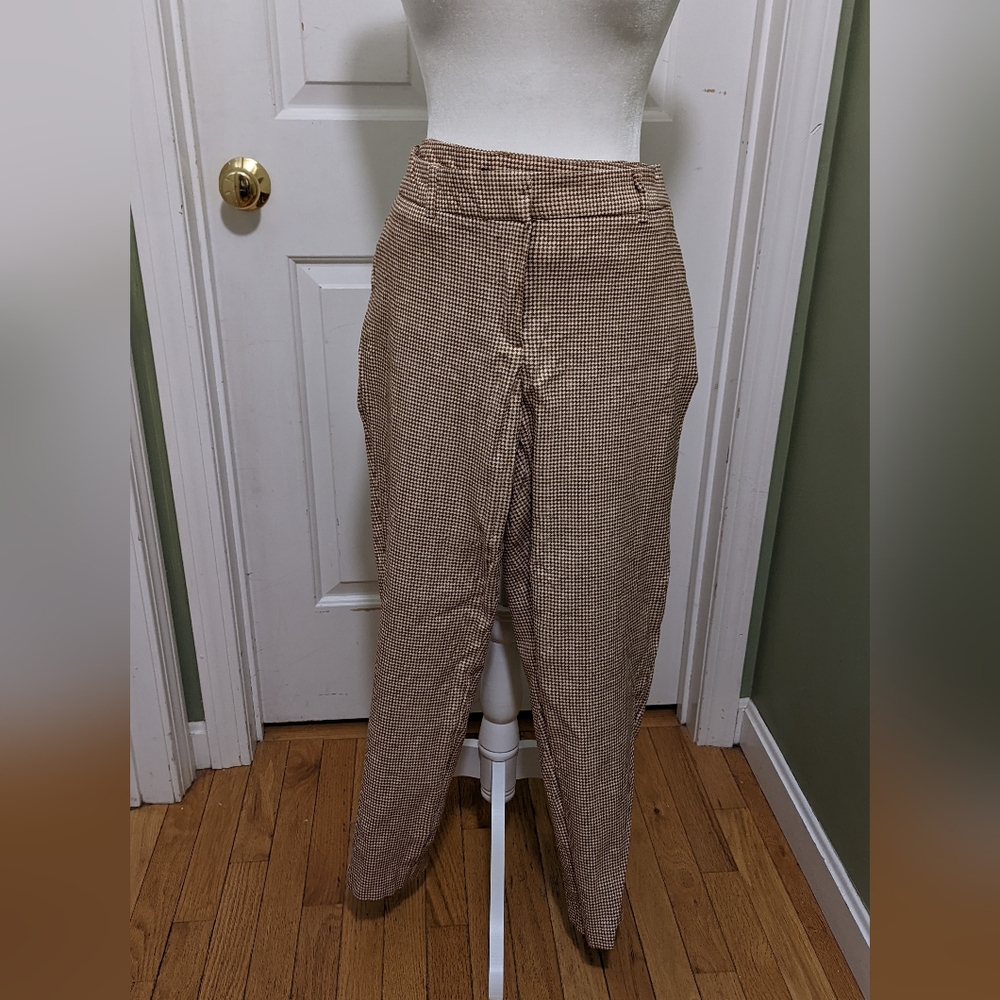 Adrienne Vittadini Brown Houndstooth Straight-Leg Pants